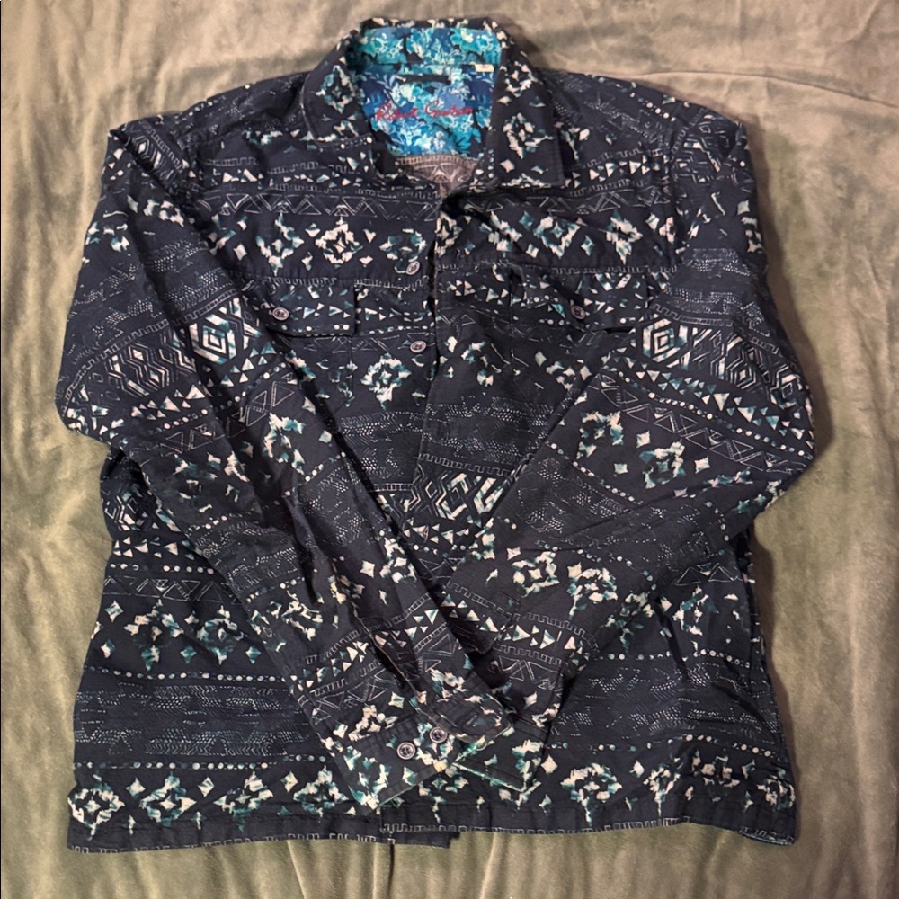 Robert Graham Floral Blue and Black Shirt